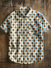 Plaid Art Vintage Print Casual 100% Cotton Shirt
