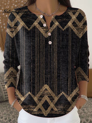 Vintage Abstract Geometric Art Print Buttoned Cardigan Sweater