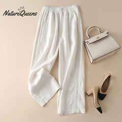 Summer thin cotton linen wide-leg pants