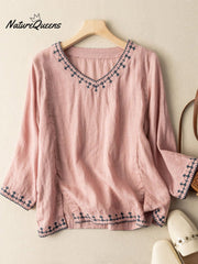 Summer Retro Style Light Weight Cotton And Linen Shirt