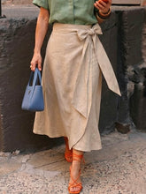 Women's High-waisted Loose-fit A-line Cotton-linen Skirt