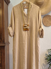 Casual & Cozy V-neck Cotton-linen Maxi Dress
