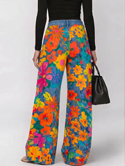 Women's Abstract Print High-waisted Wide-leg Jeans