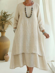 Elegant Double-layered Hem Linen Dress