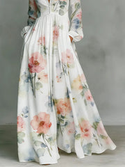 Women's Vintage Floral Art Elegant Romantic Casual Vacation Maxi Dress