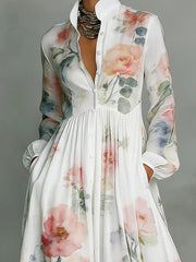 Women's Vintage Floral Art Elegant Romantic Casual Vacation Maxi Dress