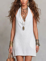 Women's Halter-neck Draped-collar Dress