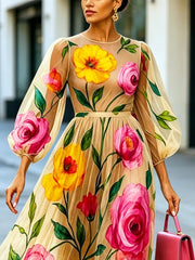 Women's Fashion Floral Art Print Casual Stylish Comfortable Dress