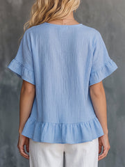 Cozy Ruffled Cotton Shirt Top