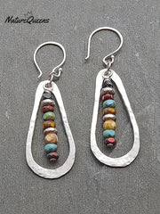 Handmade Multicolor Beads Teardrop Pendant Earrings