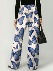 Elegant Butterfly Decorative Pattern Women's Cotton Denim Pants