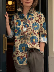 Women's Colorful Flowers Print Shirt