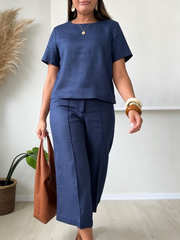 Minimalist & Cozy Cotton-linen Two-piece Set