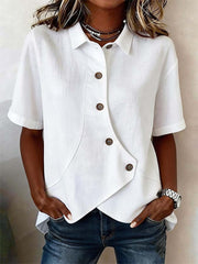 Women's Casual Solid-Color Asymmetrical Shirt
