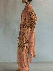 Elegant Artistic Leopard Print Two-piece Set