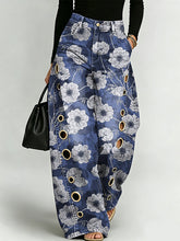 Elegant Floral Decorative Patterns Women's Denim Pants