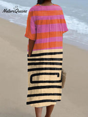 Abstract Painterly V-neck Resort Dress