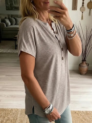 Women's Button Casual Short-sleeve T-shirt