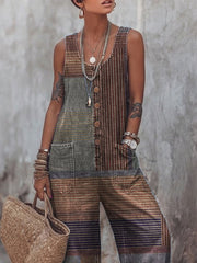 Women's Retro Geometry Print Casual Jumpsuit