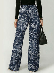 Exotic Vintage Paisley Decorative Pattern Women's Cotton Denim Pants