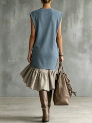 Women's V-neck Sleeveless Paneled Dress