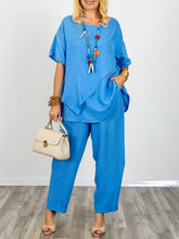 Casual Linen And Cotton Two-piece Top And Pants Set