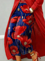 Elegant Floral Decorative Patterns Women's Denim Pants