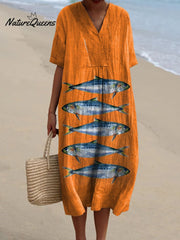 Women's Lovely Sardines Art Print Flowy Dress