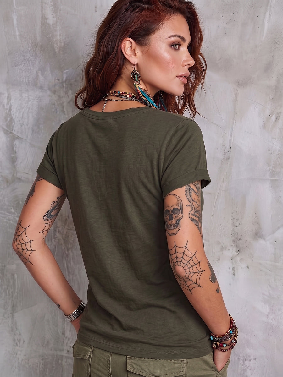 Casual Cozy V-neck Cotton T-shirt