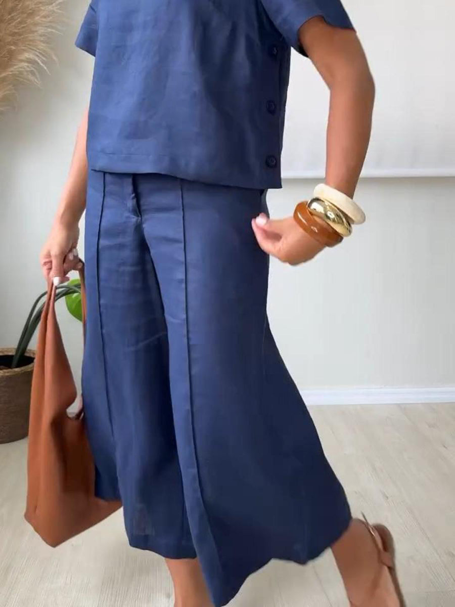 Minimalist & Cozy Cotton-linen Two-piece Set