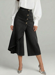 Women's High-waisted Casual Loose-fitting Wide-leg Jeans