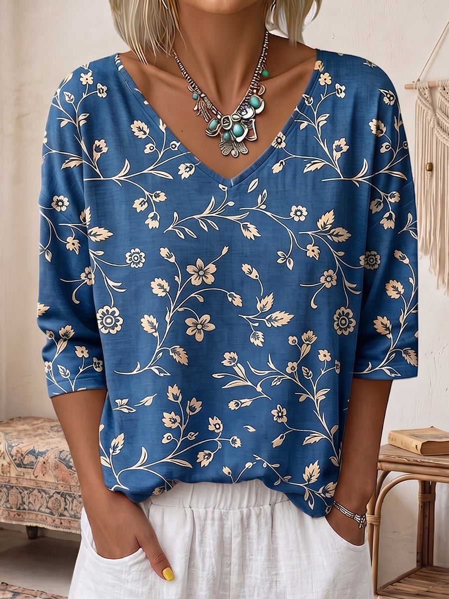 Cozy Colorful Watercolor-print Cotton T-shirt