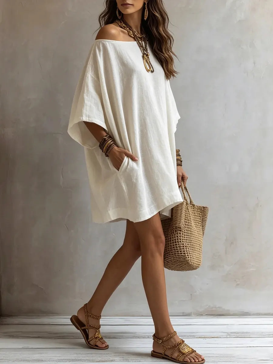 Women's Simple Retro Cotton And Linen Dress