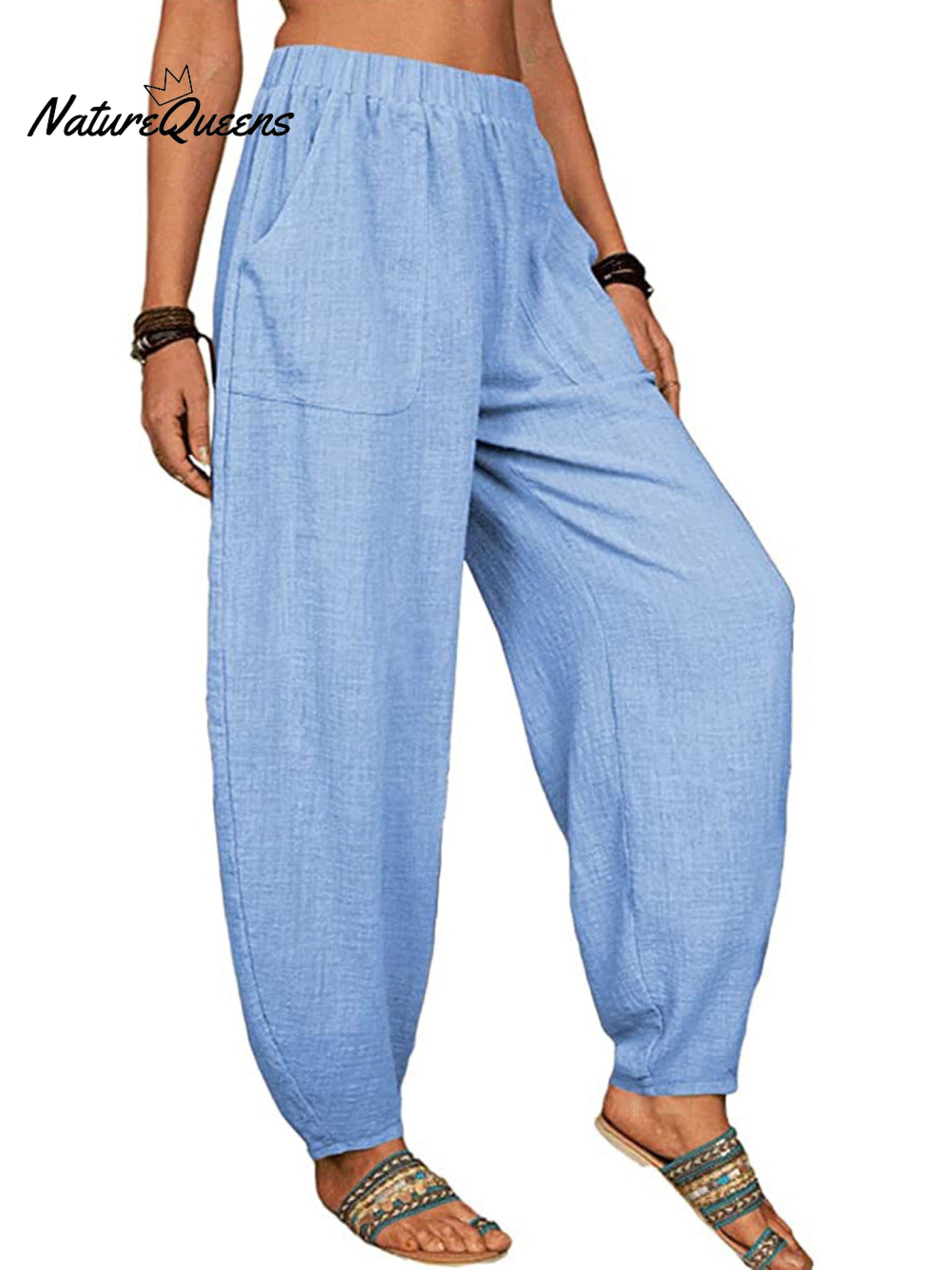 Casual Plain Loose Cotton Harem Pants