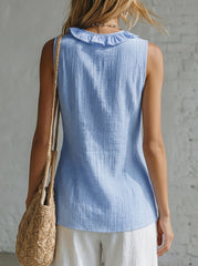Women's Ruffled V-neck Sleeveless Top