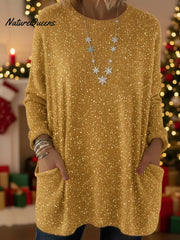 Christmas Sparkling Loose Pocket Pullover Sweater