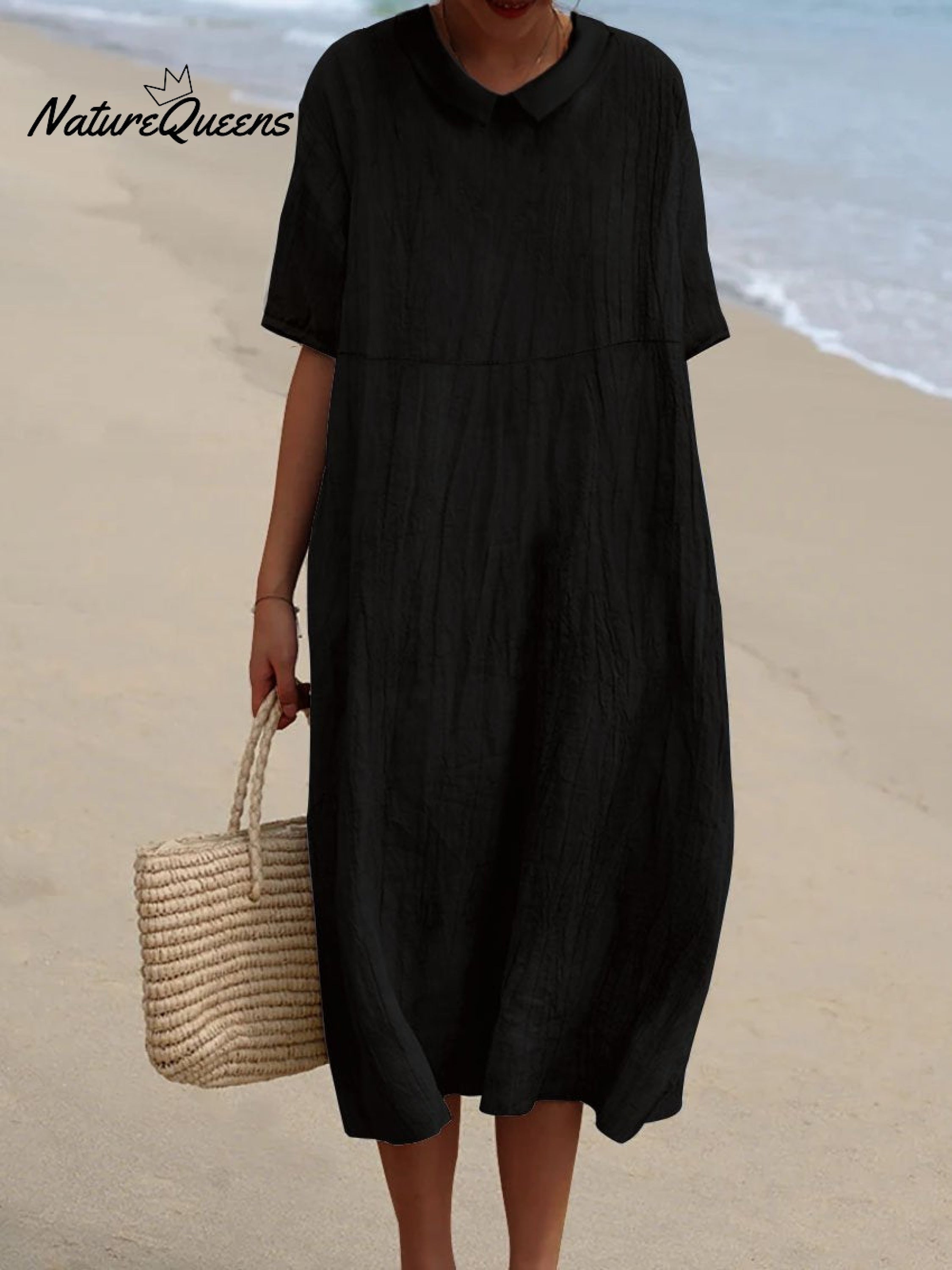 Women's Pocket Linen Dress（Convertible Dress With Front And Back Option）