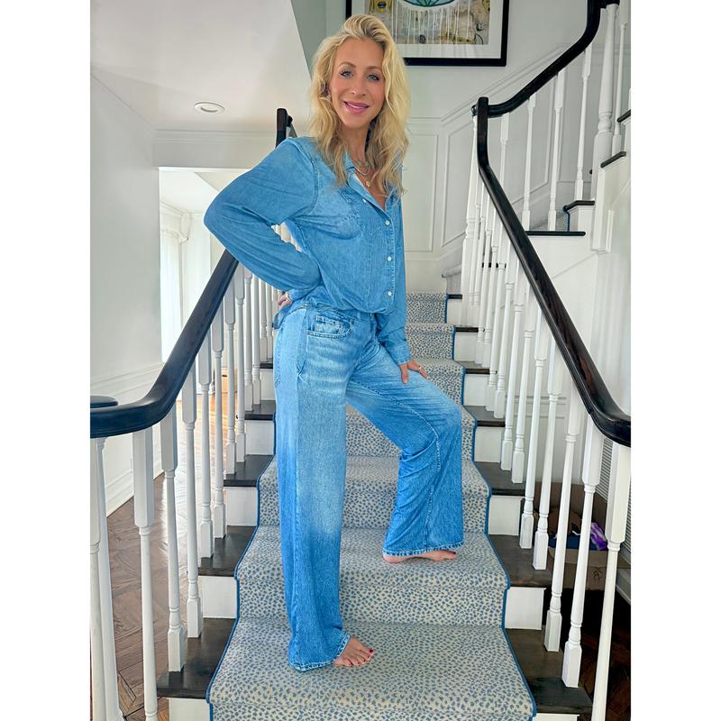 🌙 Denim Dreams Pajama Set â€?Cozy Fit, Soft Denim‐Look Loungewear for All Night Comfort 🌟