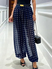 Stylish Polka-dot Sheer Harem Pants With Lining