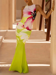 Stylish Printed Slim-fit Maxi Dress