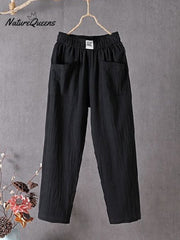 Casual Plain Natural Ankle Pants Straight Pants