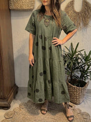 Casual and Cozy Polka-Dot Linen and Cotton Dress