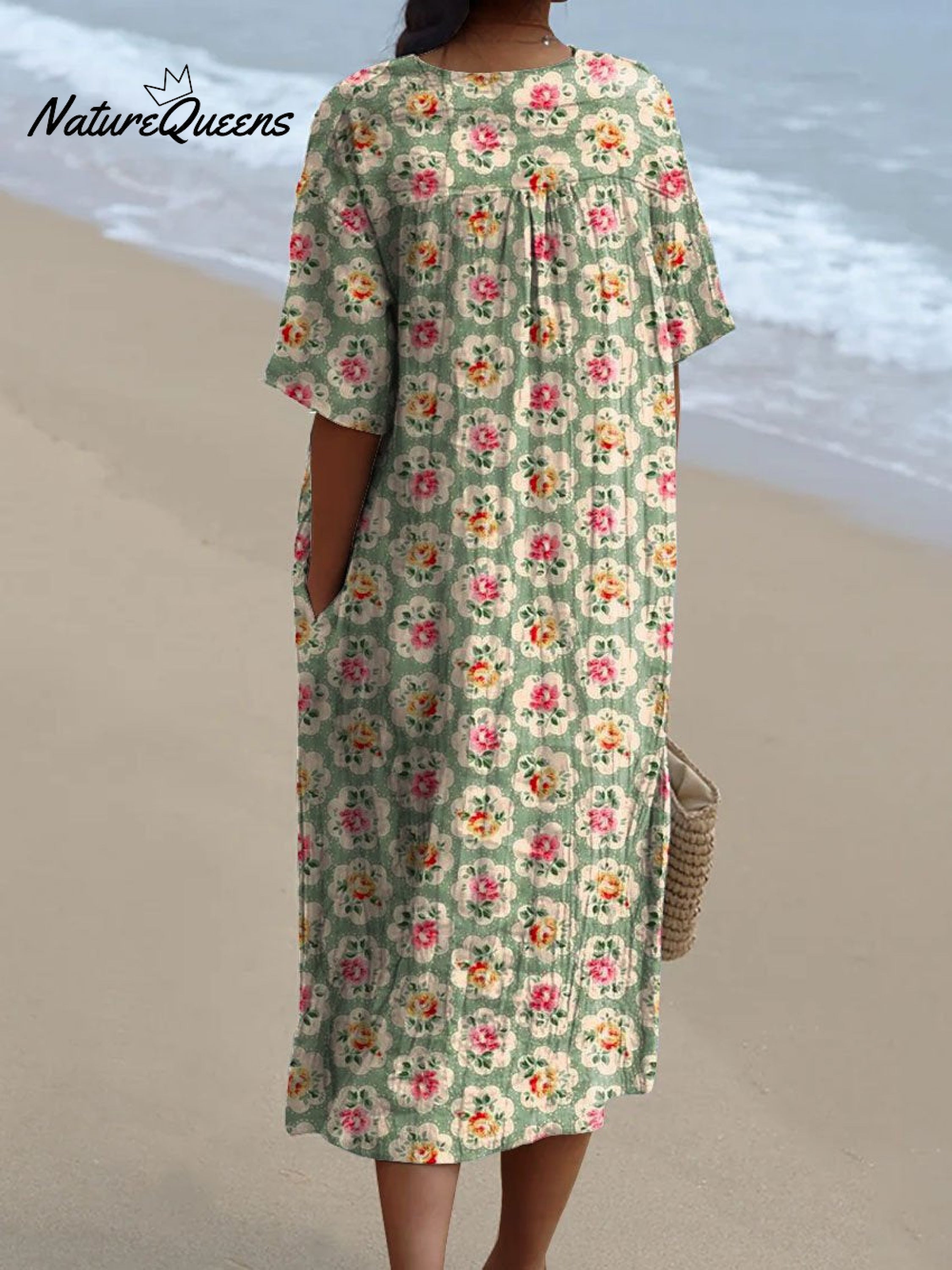 Women's Vintage Floral Art Print Casual Flowy Dress
