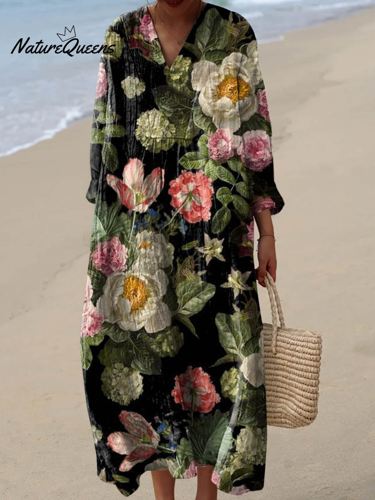 Women's Vintage Lovely Floral Art Print Cotton Dress