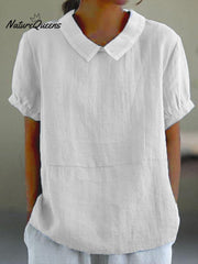 Blue Plain Short Sleeve Round Neck Top