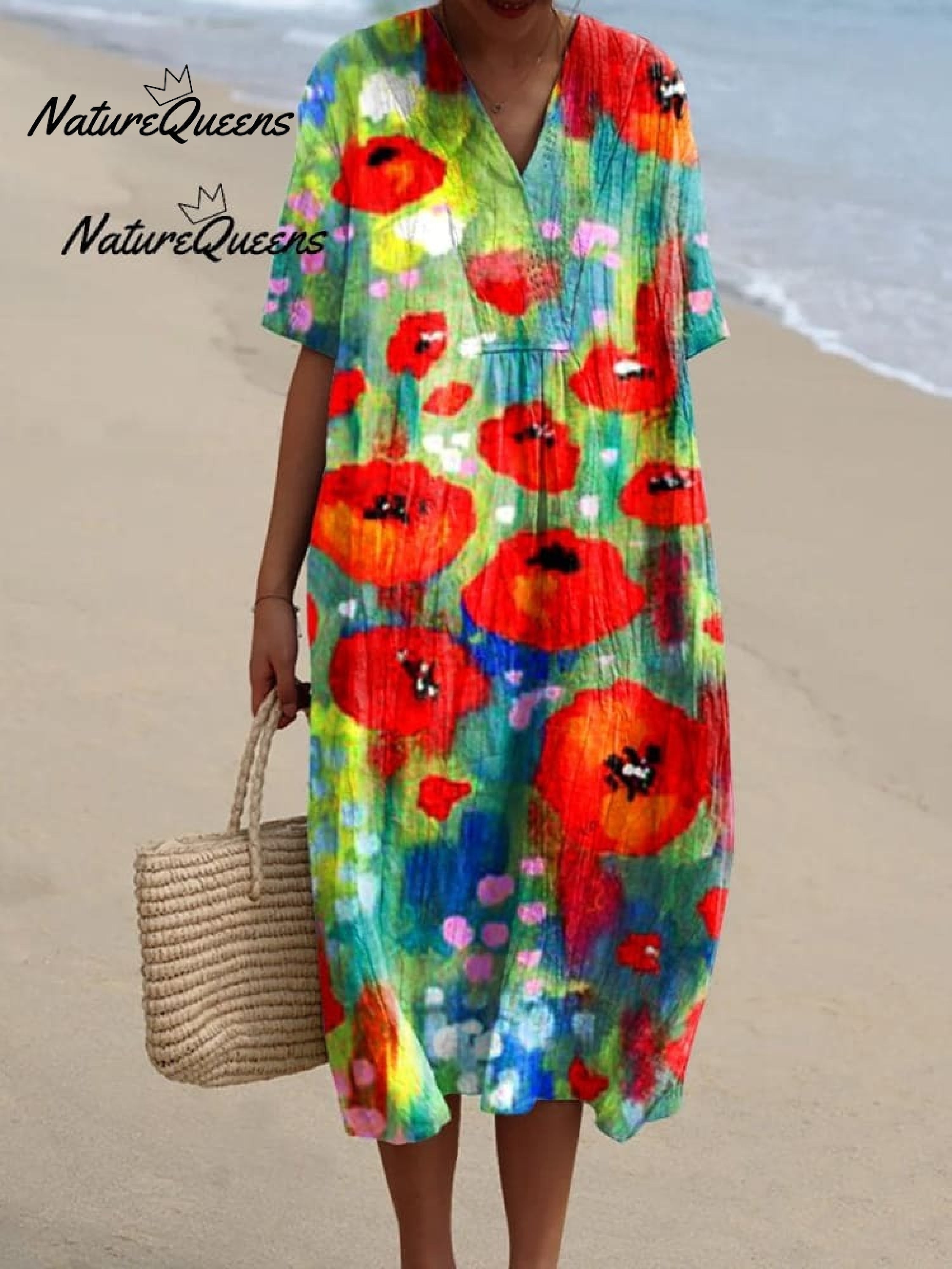 Women'sBright FlowerArt PrintCasual Cotton Shirt
