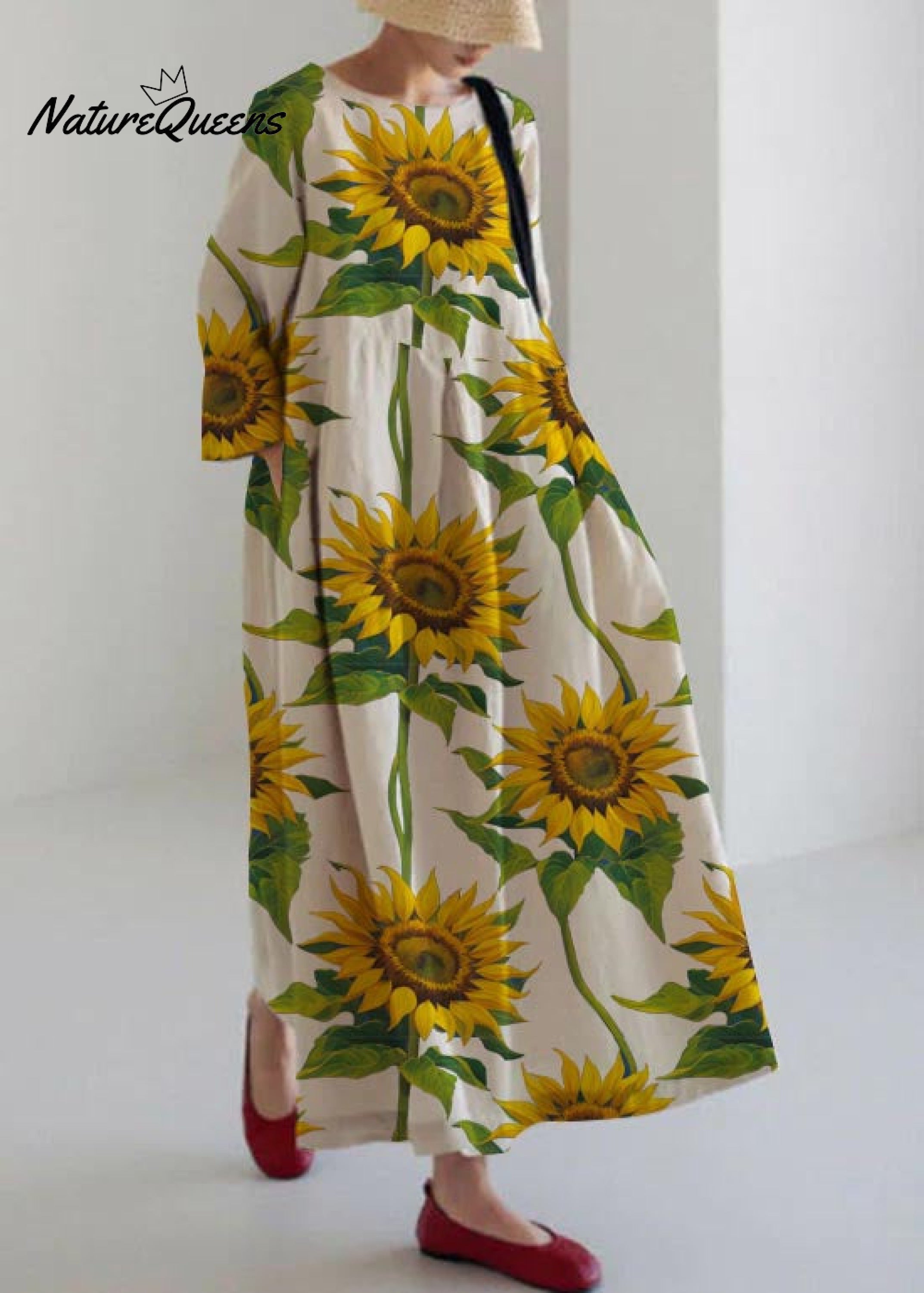 Apricot Cotton Dresses Pockets Patchwork Spring