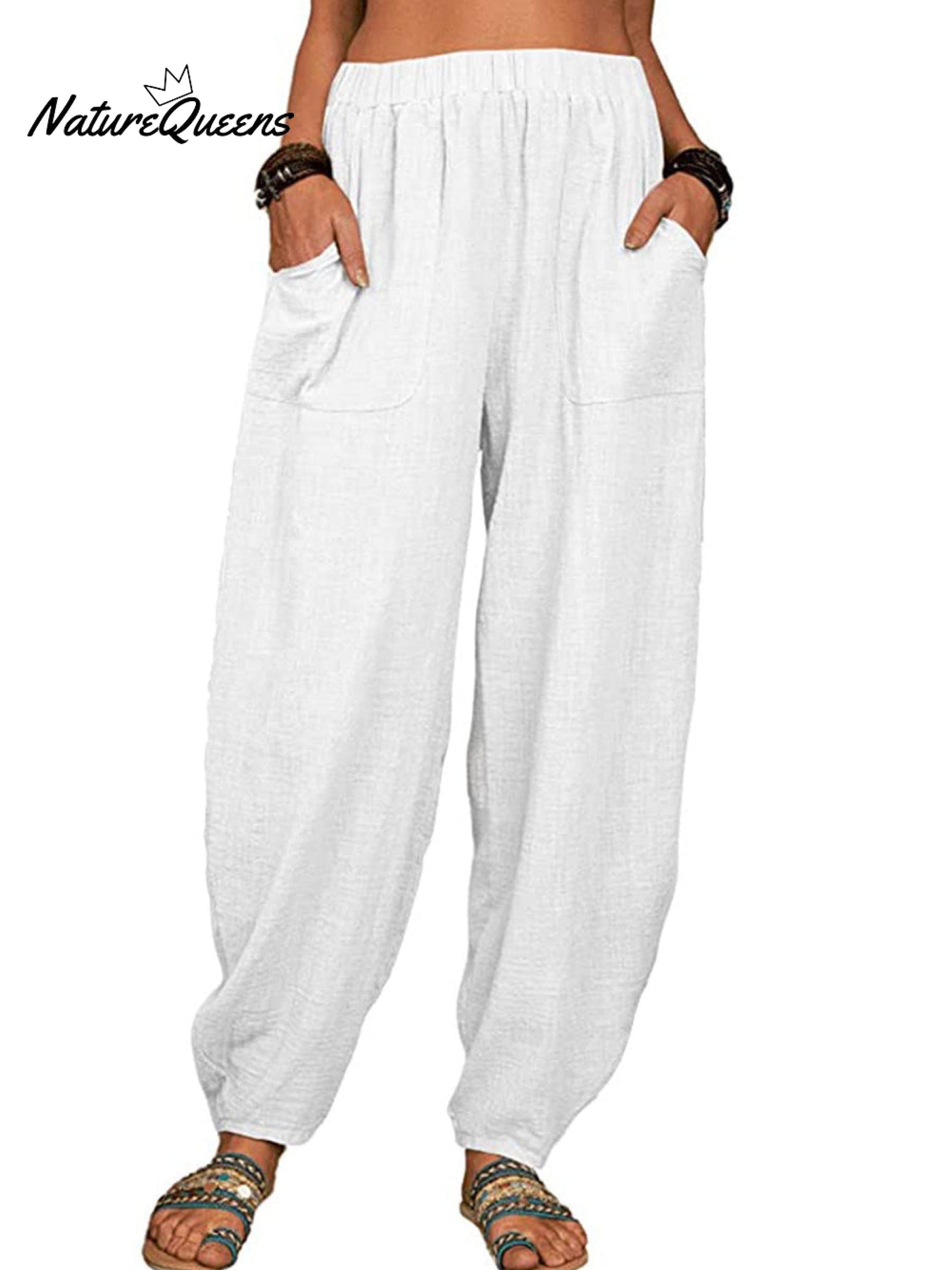 Casual Plain Loose Cotton Harem Pants