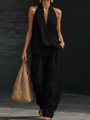 Casual And Cozy Minimalist Linen Two-piece Set