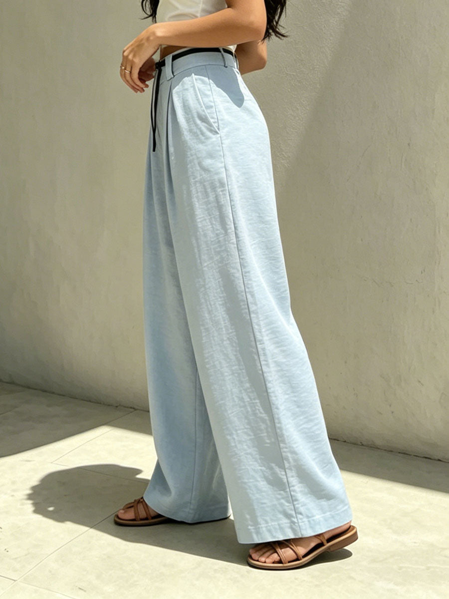 Women's Solid-color Loose-fit Slimming Casual Wide-leg Pants